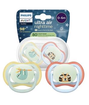 Philips Avent Ultra Air Night Детские Пустышки 0-6m 2pcs Green/Blue (SCF376/24)