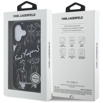 Karl Lagerfeld Grained Pattern & Logo MagSafe Case Защитный чехол для iPhone 16 / чёрный (KLHMP16SPGGRMPK)
