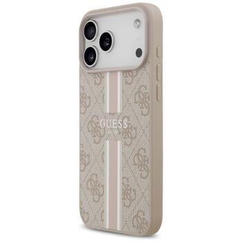 Case Guess 4G Printed Stripes MagSafe Защитный чехол для iPhone 17 Pro Max / розовый (GUHMP17XP4RPSP)