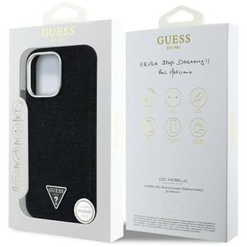 Case Guess Denim Triangle Logo MagSafe Защитный чехол для iPhone 16 Pro Max / чёрный (GUHMP16XRJFWTLK)
