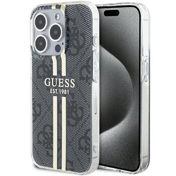 Guess GUHCP15LH4PSEGK Hardcase IML 4G Gold Stripe Aizsargapvalks priekš iPhone 15 Pro 6.1