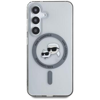 Case Karl Lagerfeld Button Karl & Choupette Heads Printed Logo MagSafe Aizsargapvalks priekš Samsung Galaxy S25+ / melns (KLHMS25MHLSKCK)