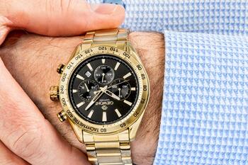 Giewont Chronograph Sapphire Vīriešu pulkstenis / zeltains/melns (GW9580-B4)