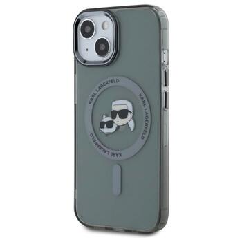 Karl Lagerfeld KLHMP15SHLSKCK Hardcase IML Metal Karl&Choupette Head Aizsargapvalks priekš iPhone 15 6.1