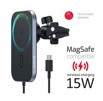Swissten Magsafe Air Vent Универсальный Держатель C 15W Беспроводной Зарядкой (65010609)