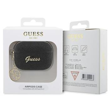 Guess GUAP2GLGSHK Защитный чехол для AirPods Pro 2 (2022/2023) Glitter Flake 4G Charm / чёрный (GUAP2GLGSHK)
