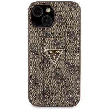 Guess GUHCP15SPGS4TDW Hardcase Grip Stand 4G Triangle Strass Aizsargapvalks priekš iPhone 15 / 14 / 13 6.1