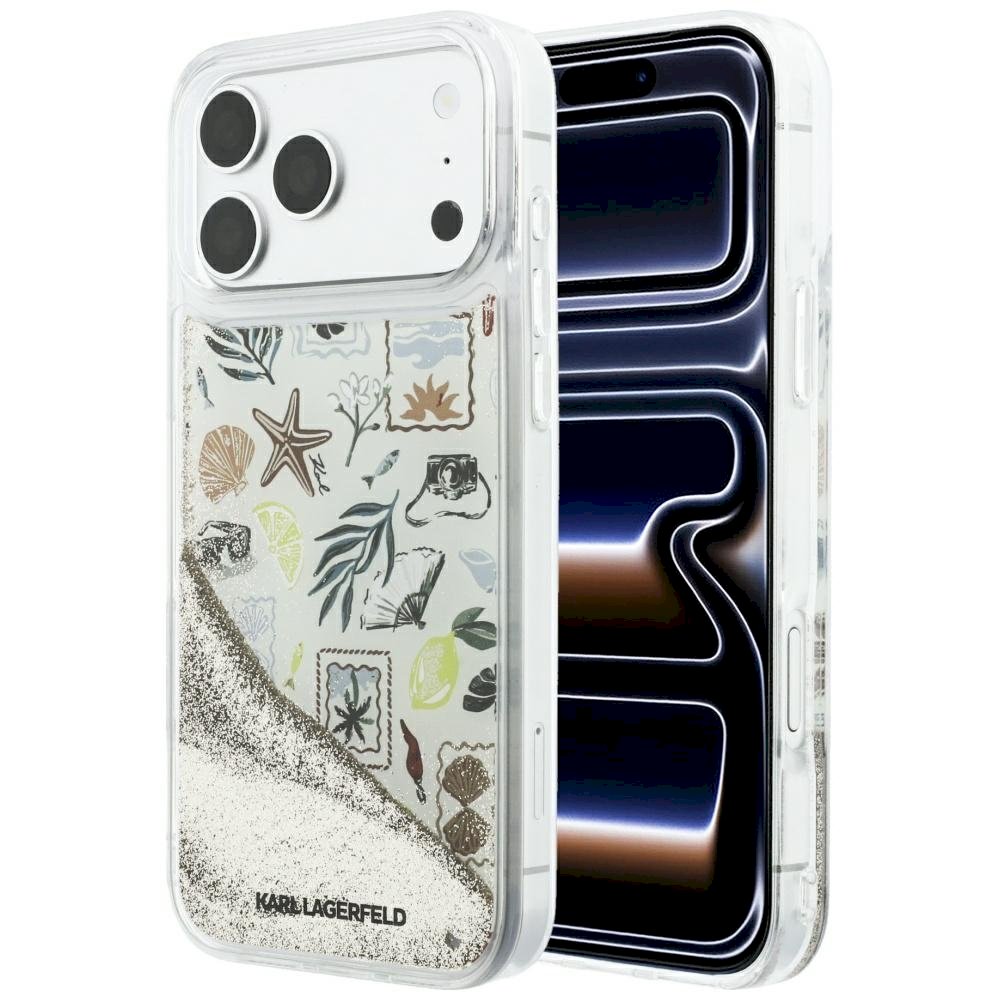 Karl Lagerfeld Liquid Glitter Beach & Sand Case Aizsargapvalks priekš iPhone 18 Pro Max / iPhone 17 Pro Max / bēšs (KLHCP18X6LCSPCE)
