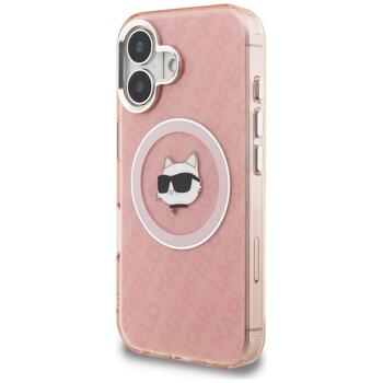 Karl Lagerfeld IML Choupette Head Logo MagSafe Защитный чехол для iPhone 16 / розовый (KLHMP16SHMKBCHP)