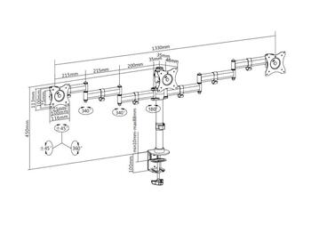 Multibrackets MB-3385 Turētājs pie galda uz 3 monitoram līdz 27