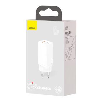 Baseus GaN2 Lite PD Зарядное Устройство 65W / 1x USB-C / 1x USB (BRA012286)