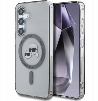 Karl Lagerfeld Button Karl & Choupette Heads Printed Logo MagSafe Чехол для Samsung Galaxy S25 (KLHMS25SHLSKCK)