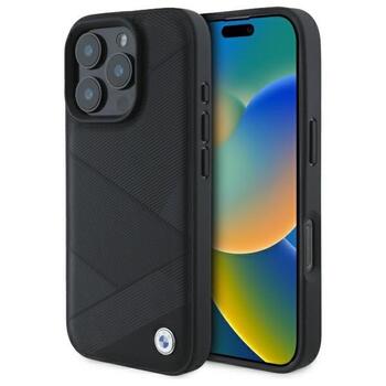 BMW Sign Leather Crossing Lines Pattern Aizsargapvalks priekš Apple iPhone 16 Pro Max (BMHCP16X23RCGPK)