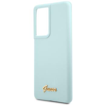Guess GUHCS21LLSLMGLB Silicone Script Metal Logo Защитный чехол для Samsung Galaxy S21 Ultra G998 / синий (GUHCS21LLSLMGLB)