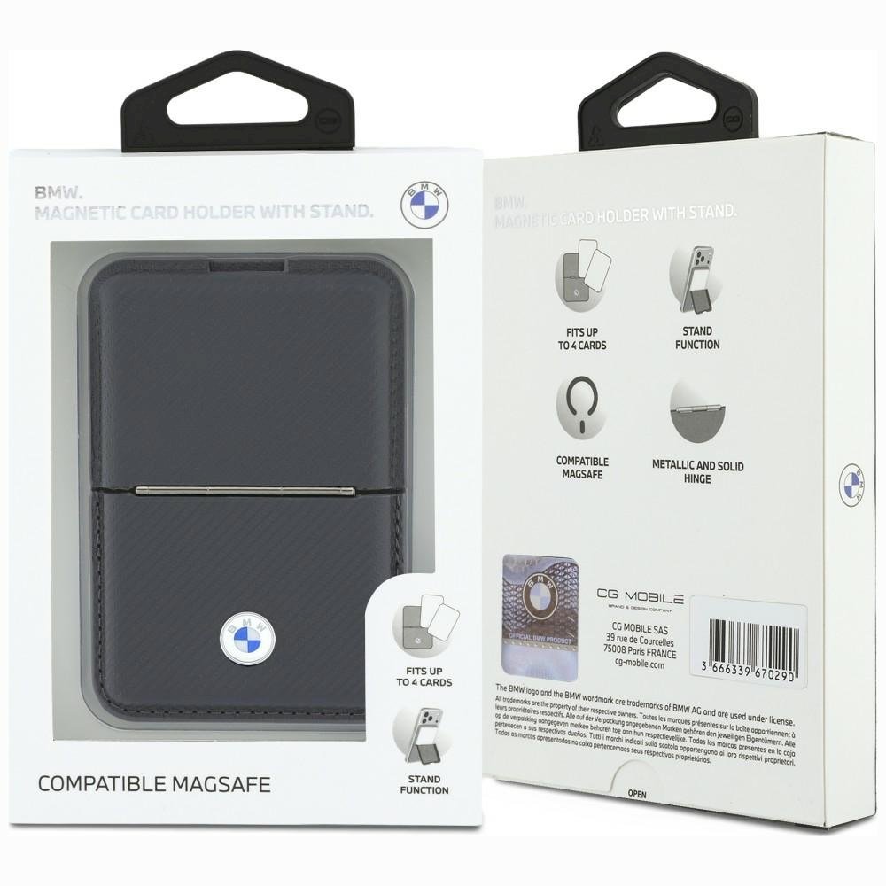 BMW Carbon Wallet Case Metal Logos MagSafe Telefona maciņš ar rāvējslēdzēju / antracīta (BMOWMCS26PTKLG)