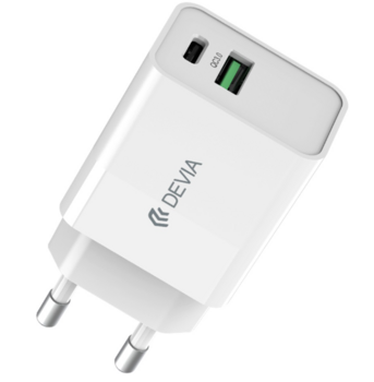Devia Smart PD 25W Настенное Зарядное Устройство USB-C - USB-C Кабель 1.2m (RLC-383-EC042-WH)