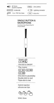 Swissten Dynamic YS500 Стерео наушники Lightning с микрофоном и пультом управления (51108001)