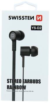 Swissten Earbuds Rainbow YS-D2 Cтерео Наушники с Mикрофоном (YS-D2-BK)