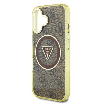 Guess IML 4G Glitter and Triangle Logo MagSafe Case Aizsargapvalks priekš Apple iPhone 16 (GUHMP16SHG4PRTGW)