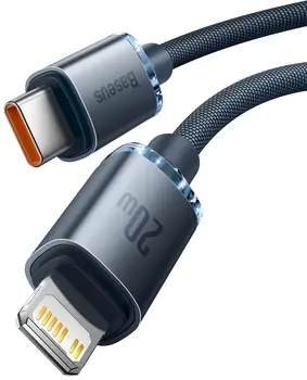Baseus Crystal Shine Кабель USB-C to Lightning 20W PD 2m / чёрный (CAJY000301)
