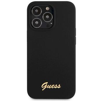 Guess GUHCP13XLSLMGBK Silicone Script Gold Logo Aizsargapvalks priekš iPhone 13 Pro Max 6.7