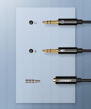 UGREEN AV140 Splitter 3.5mm 4pin female to 2x3.5mm plugs (for headphones + microphone) Sadalītājs (UG-20899)