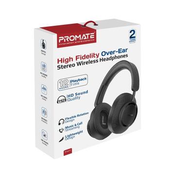Promate Takt Bezvadu austiņas Bluetooth 5.4 / AUX (TAKTBK)