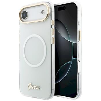 Case Guess IML Gradient Script Metal MagSafe Защитный чехол для iPhone 17 Air / белый (GUHMP17M5HTGMCSH)