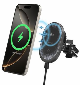Swissten Magnetic Auto Turētājs MagRide ar Bezvadu Uzlādi Qi2 15W (MagSafe compatible) (65010612)