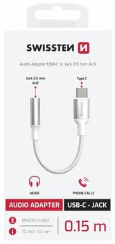 Swissten Textile USB-C uz 3.5mm Audio Adapteris 15cm (73502312)