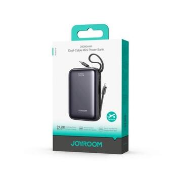 Joyroom JR-PBF29 Power Bank with Digital Display Type-C, PD 22.5W, 20000 mAh with built-in Double Type-C Cable Зарядная батарея / чёрный (JR-PBF29-BLK)