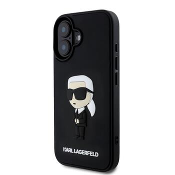 Karl Lagerfeld 3D Rubber Ikonik Case Aizsargapvalks priekš iPhone 16 / melns (KLHCP16S3DRKINK)