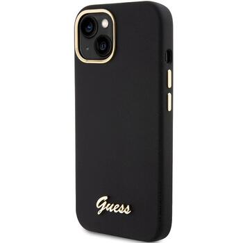 Guess GUHCP15SSMBSLK Hardcase Silicone Script Metal Logo & Fram Aizsargapvalks priekš iPhone 15 / 14 / 13 6.1