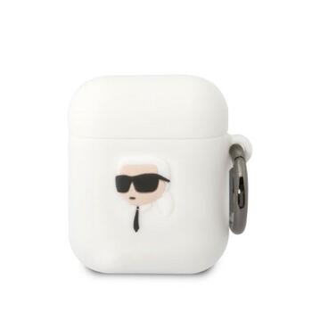 Karl Lagerfeld KLA2RUNIKH Aizsargapvalks priekš AirPods 1/2 Silicone Karl Head 3D / balts (KLA2RUNIKH)