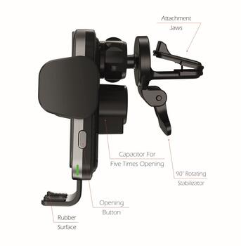 Swissten W2-AV5 Air Vent Универсальный Держатель C 15W Беспроводной Зарядкой + Micro USB Провод 1.2м (W2-AV5)
