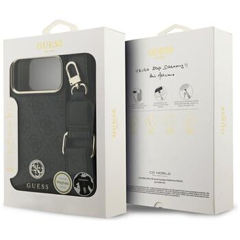 Guess 4G Srtass Logo & Big Strap Metal Buttons MagSafe Case Защитный чехол для iPhone 17 Pro Max / чёрный (GUHMP17XP4G4DCSK)
