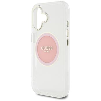 Case Guess IML Metal Colored Circle Classic Logo MagSafe Aizsargapvalks priekš iPhone 16 / rozā (GUHMP16SHTDRCEDP)