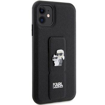 Karl Lagerfeld KLHCN61GSAKCPK Gripstand Saffiano Karl&Choup Aizsargapvalks priekš iPhone 11/Xr 6.1
