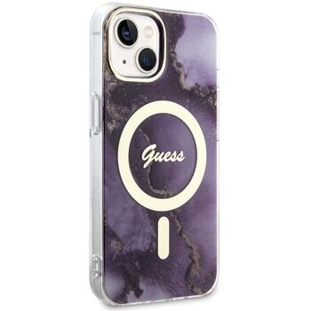 Guess GUHMP14SHTMRSU Golden Marble MagSafe Aizsargapvalks priekš iPhone 14 / 15 / 13 6.1
