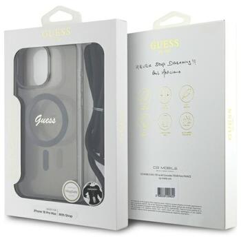 Guess GUHMP16LHCTSGNSK Hardcase Crossbody Cord Script MagSafe Aizsargapvalks priekš iPhone 16 Pro 6.3