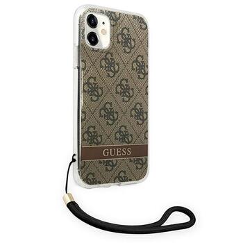 Guess GUOHCN61H4STW Hardcase 4G Print Strap Aizsargapvalks priekš iPhone 11 / brūns (GUOHCN61H4STW)