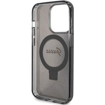 Guess GUHMP15LHRSGSK Hardcase Ring Stand Script Glitter MagSafe Aizsargapvalks priekš iPhone 15 Pro 6.1