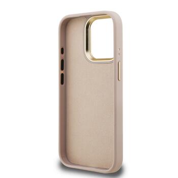 Guess PU 4G Metal Logo Stand Camera Frame Case Защитный чехол для iPhone 15 Pro Max / розовый (GUHCP15XPCS4GP4P)