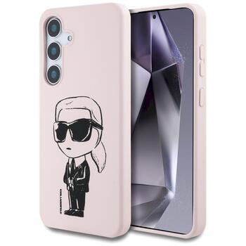 Case Karl Lagerfeld Silicone Graffiti Ikonik Printed Logo MagSafe Aizsargapvalks priekš Samsung Galaxy S25 / rozā (KLHMS25SPNYKGRTP)