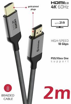 Swissten HDMI uz HDMI 4K Vads 2m (75501102)