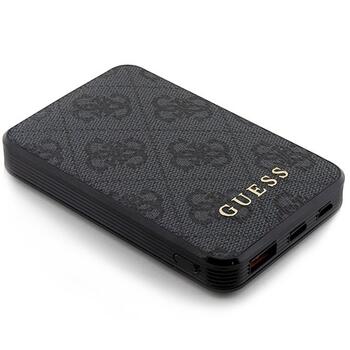 Guess Powerbank 15W GUPB5LP4GEGK 5000mAh 4G Leather Metal Logo Внешний аккумулятор / чёрный (GUPB5LP4GEGK)