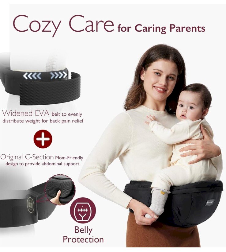 Momcozy HC002 Regulējams turētājs ar bērnu sēdeklīti (HC002-BL00NB-A)