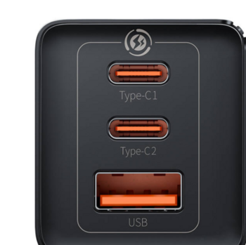 Baseus GaN5 Pro Адаптер 2xUSB-C / USB / 65W (CCGP120201)