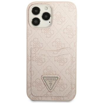 Guess GUHCP13LP4TPP hardcase 4G Triangle Logo Cardslot Aizsargapvalks priekš iPhone 13 Pro / 13 6,1