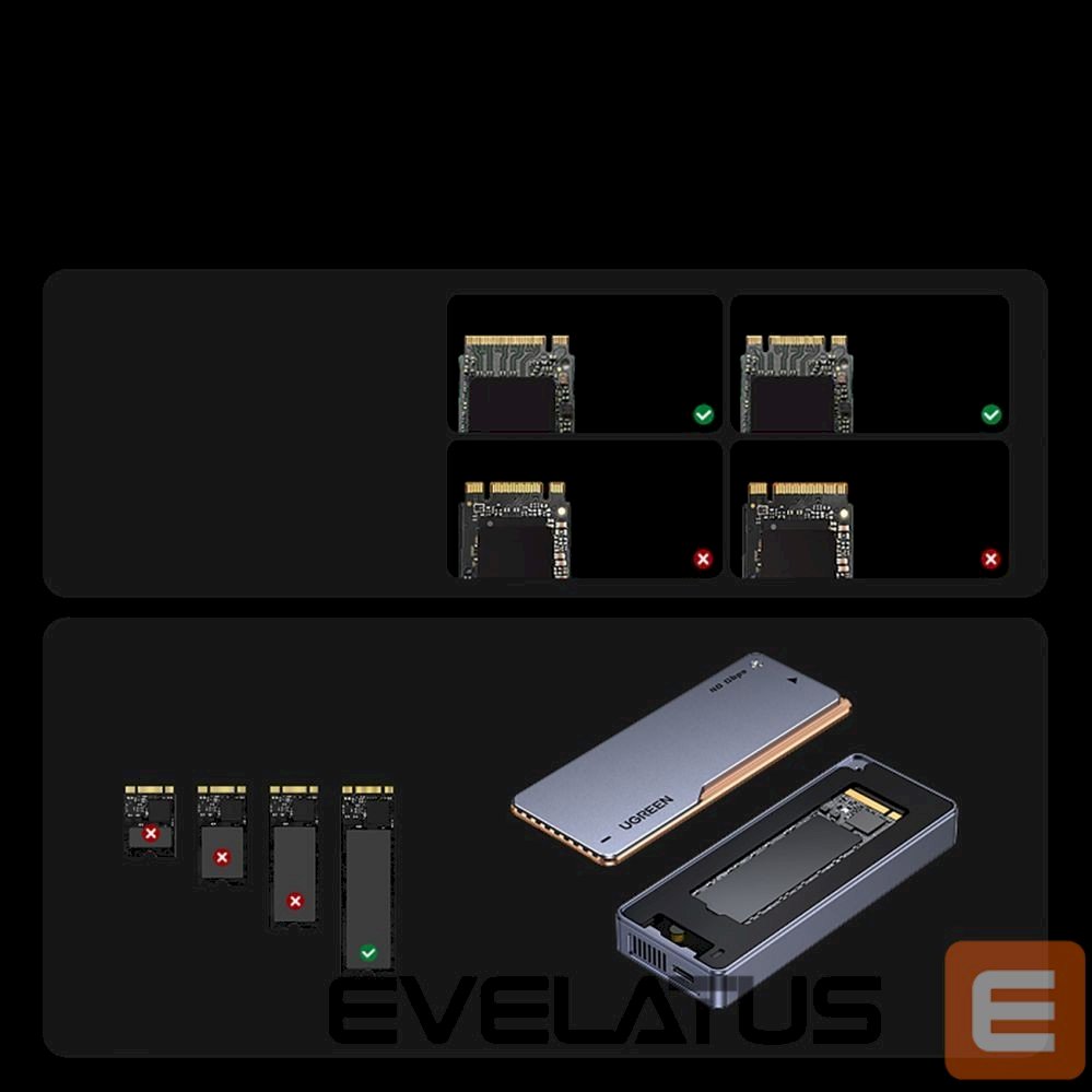 UGREEN D703 Чехол-корпус для SSD M.2 NVMe USB4 / серый (UG-65727)